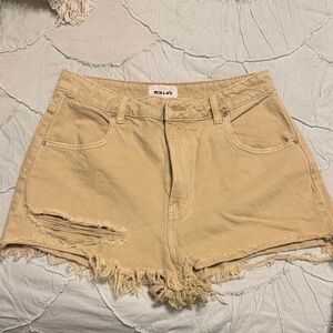 ROLLA'S Beige Distressed Jean Shorts